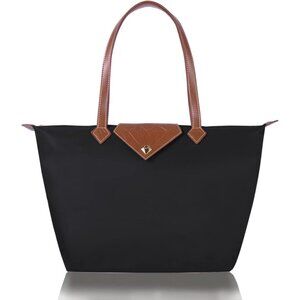 Waterproof Nylon Tote Bag for Women Large Foldable Shoulder Bag for Travel Use